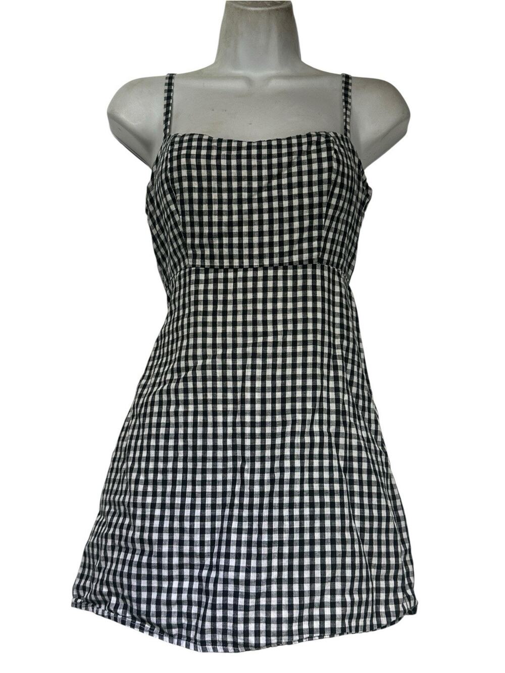 John Galt Brandy Melville Robbie Black Gingham Check Mini Dress Cottage Size S